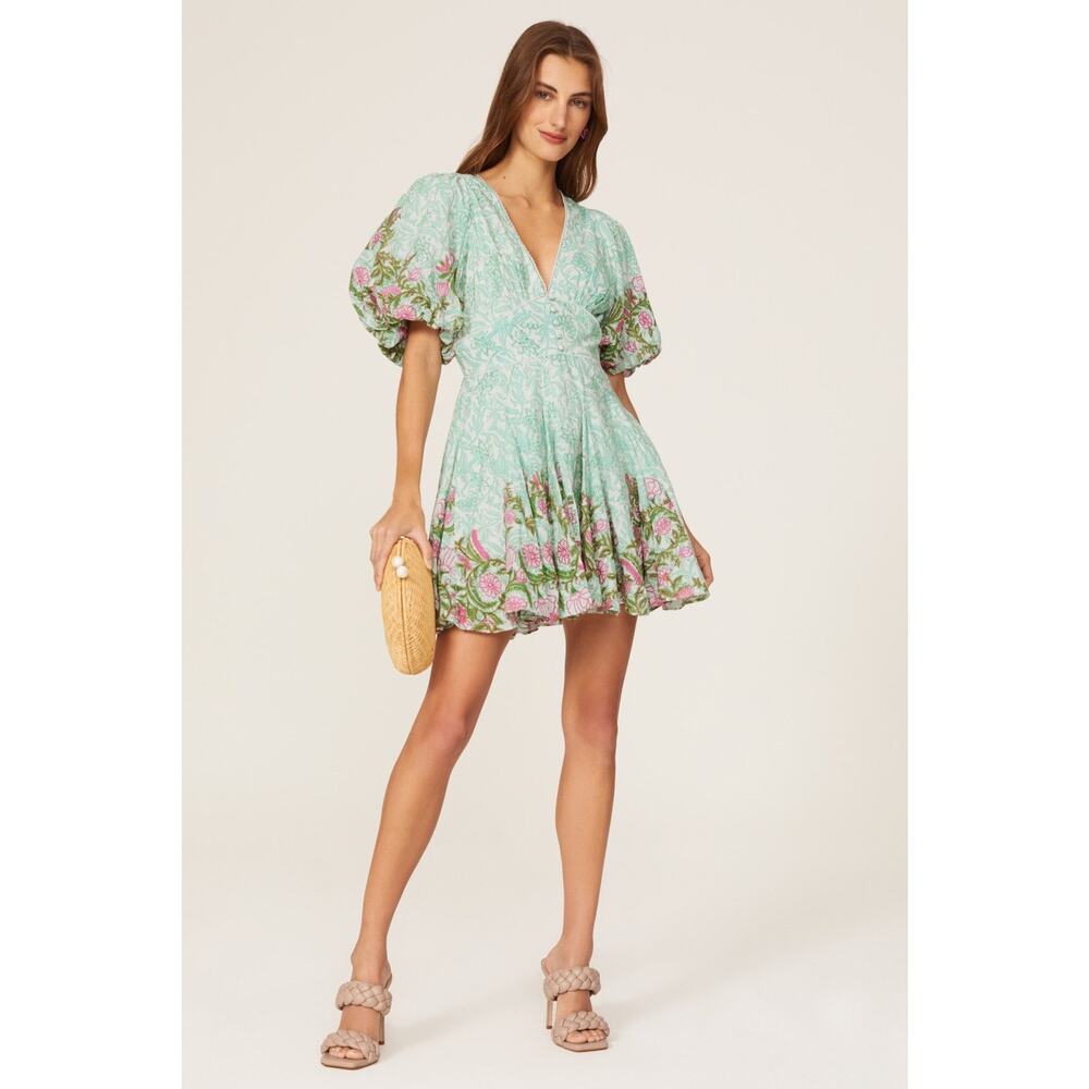 Hemant and Nandita Mint Green Floral Midi Dress